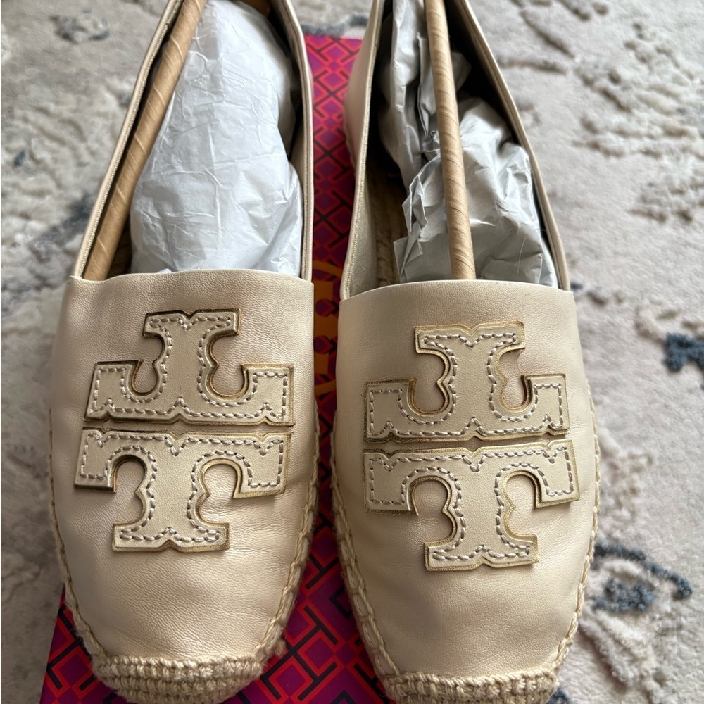 Tory Burch Cream Espadrille Loafers